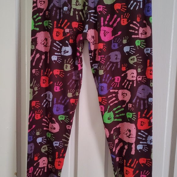 Buttery Soft Colorful Hand Print High Waist Leggings - Picture 3 of 9